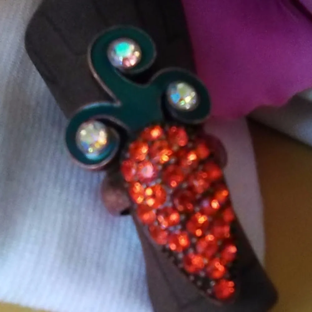 Betsey Johnson Ring Fire Orange Crystal Carrot sz 7.5